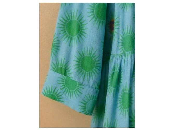 Autre Marque Emporio Sireneuse Langes Caftan-Kleid Blau Grün - Ansicht 5