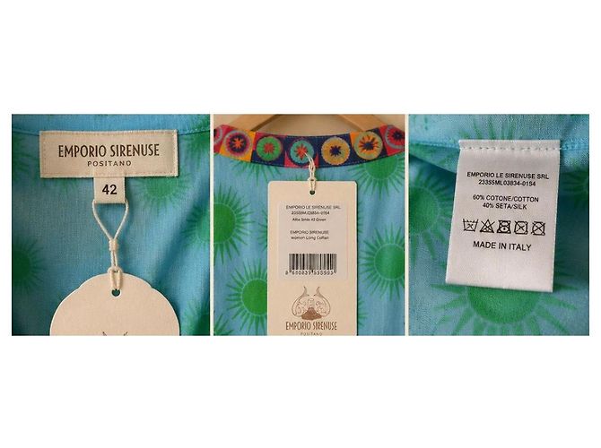 Autre Marque Emporio Sireneuse Langes Caftan-Kleid Blau Grün - Ansicht 6