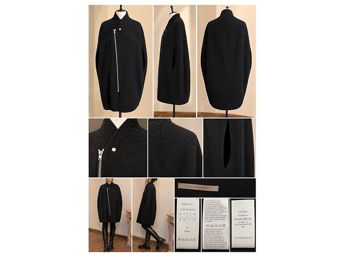 Rick Owens Lilies Giacca Cape Nera Nero - vista 3