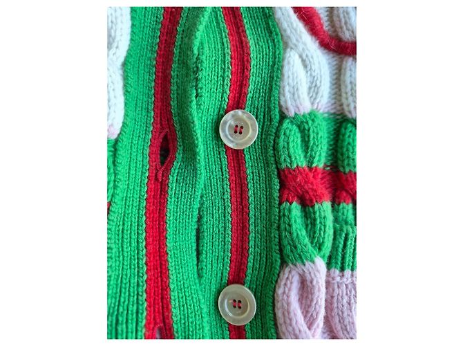 Langer Strickcardigan Gucci x Adidas Pink Weiß Rot Blau Mehrfarben Grün - Ansicht 3