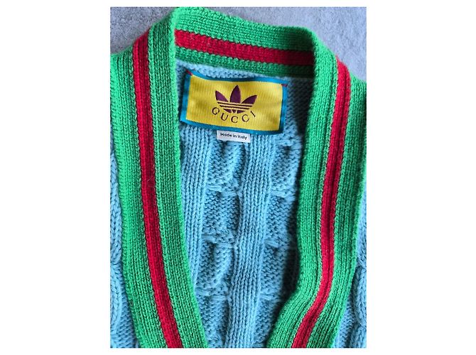 Langer Strickcardigan Gucci x Adidas Pink Weiß Rot Blau Mehrfarben Grün - Ansicht 4
