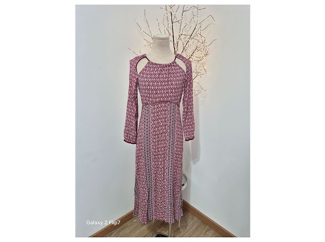 Vestido largo MAJE estampado rosa bordeaux talla 36 - vista 2
