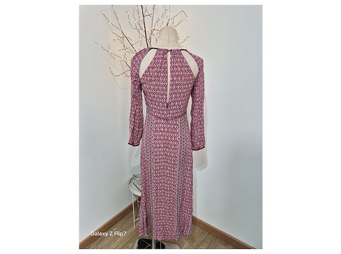 Vestido largo MAJE estampado rosa bordeaux talla 36 - vista 3