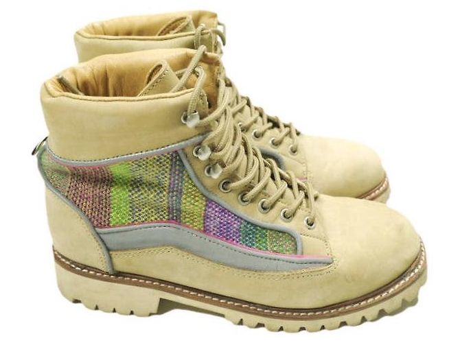 Autre Marque SUICOKE is-ness Nubuck Strick-Arbeitsstiefel Beige - Ansicht 3