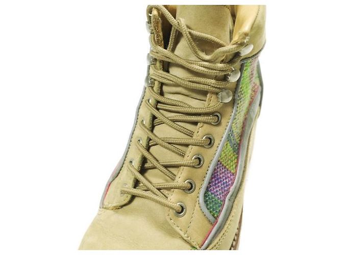 Autre Marque SUICOKE is-ness Nubuck Strick-Arbeitsstiefel Beige - Ansicht 7