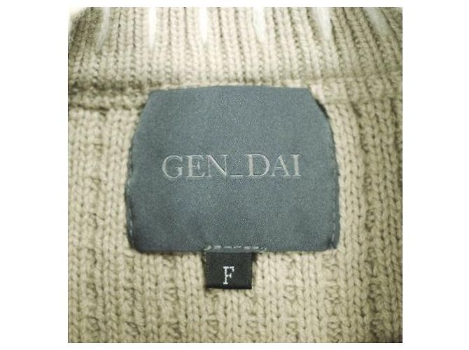 Autre Marque GEN_DAI CREW KNIT Punto de algodón y acrílico Beige - vista 3
