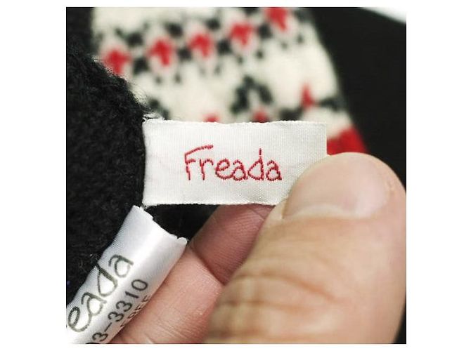 Autre Marque Freada Nordische Wollstrickjacke Schwarz - Ansicht 7