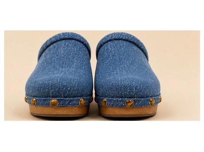 Chloé Chloe Denim-Clogs mit Holzabsatz Blau - Ansicht 3