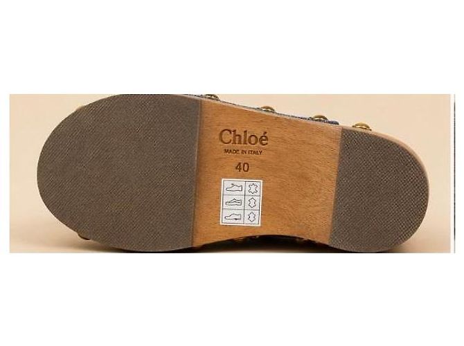 Chloé Chloe Denim-Clogs mit Holzabsatz Blau - Ansicht 5