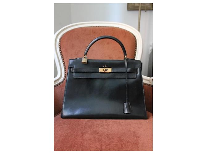 Hermès Kelly 32 Pelle Box Nera Nero - vista 2
