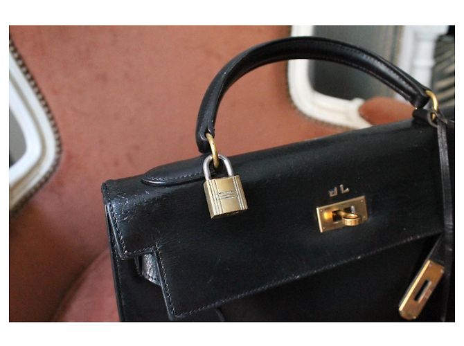 Hermès Kelly 32 Pelle Box Nera Nero - vista 7
