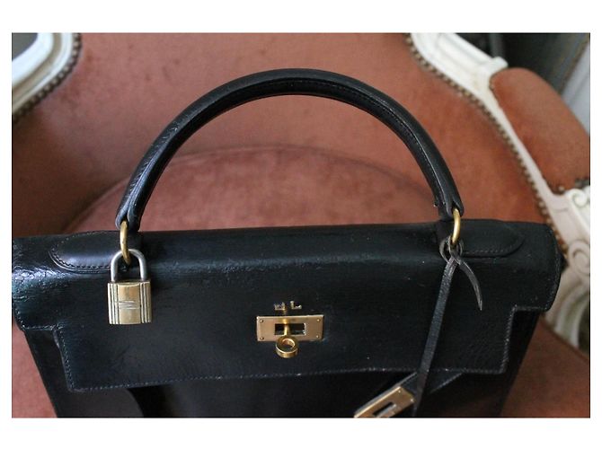 Hermès Kelly 32 Pelle Box Nera Nero - vista 8