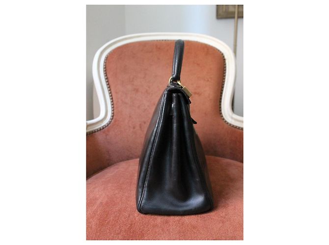 Hermès Kelly 28 Borsa Pelle Box Nera Nero - vista 2