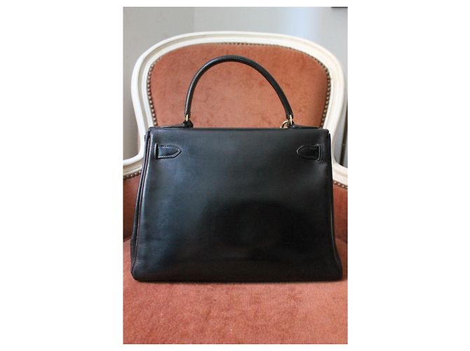 Hermès Kelly 28 Borsa Pelle Box Nera Nero - vista 3