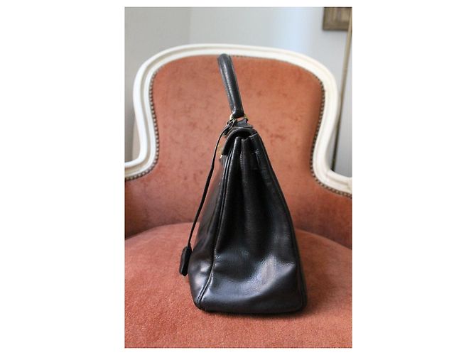 Hermès Kelly 28 Borsa Pelle Box Nera Nero - vista 4