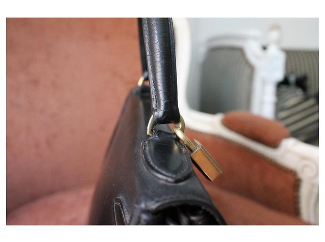 Hermès Kelly 28 Borsa Pelle Box Nera Nero - vista 6