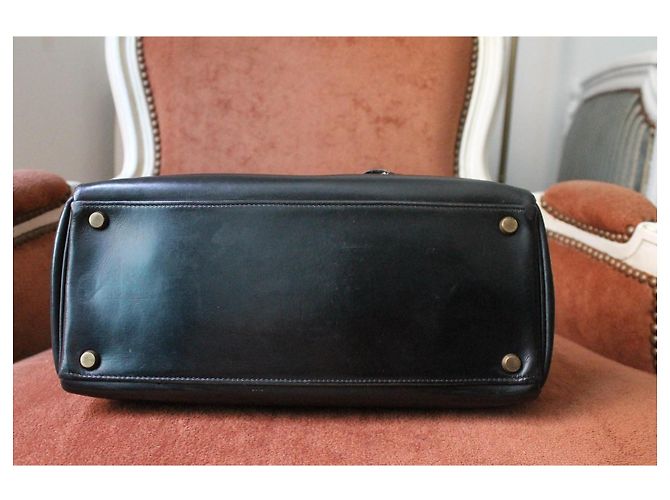 Hermès Kelly 28 Borsa Pelle Box Nera Nero - vista 7