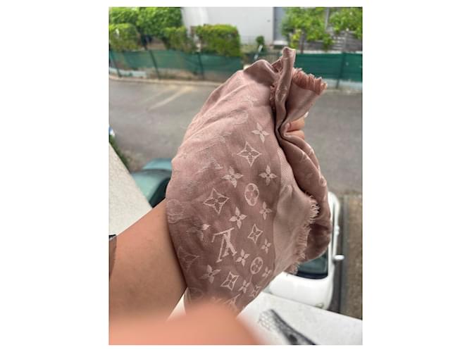 Sciarpa Louis Vuitton Monogram Rose in seta e lana Rosa - vista 2