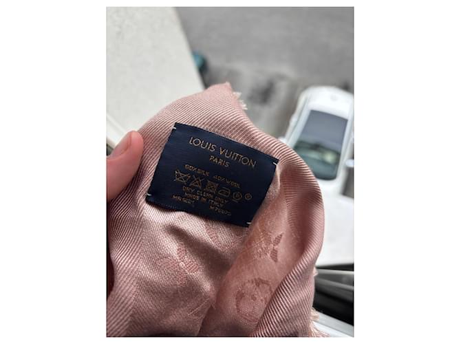 Sciarpa Louis Vuitton Monogram Rose in seta e lana Rosa - vista 3