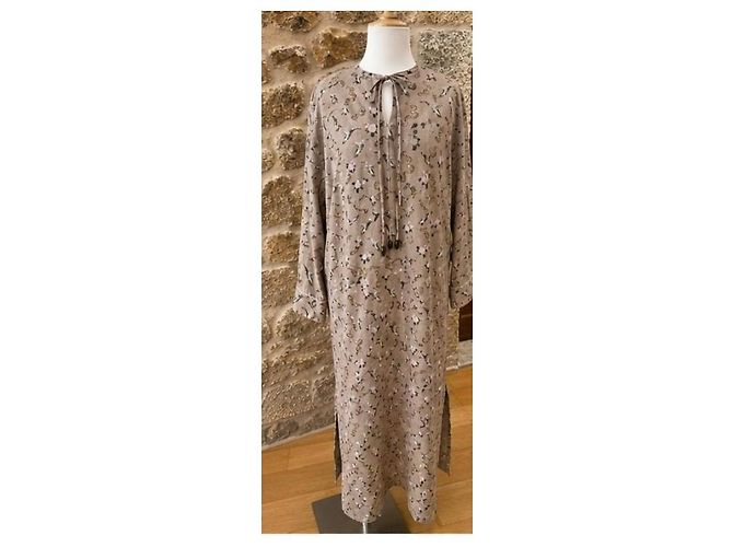 Vestido de algodón estampado "Godi" Nanushka Castaño Rosa Blanco Beige Verde - vista 2