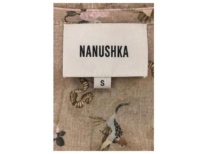 Vestido de algodón estampado "Godi" Nanushka Castaño Rosa Blanco Beige Verde - vista 4