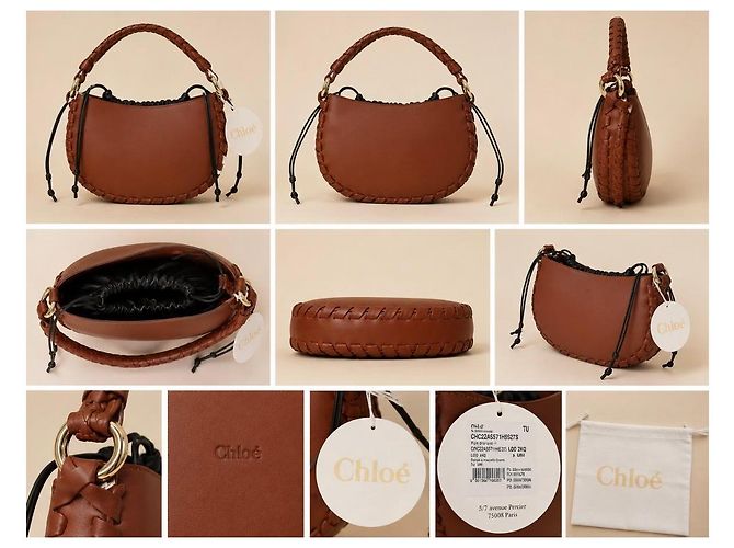 Borsa Hobo Marcie Small di Chloé in pelle marrone - vista 9