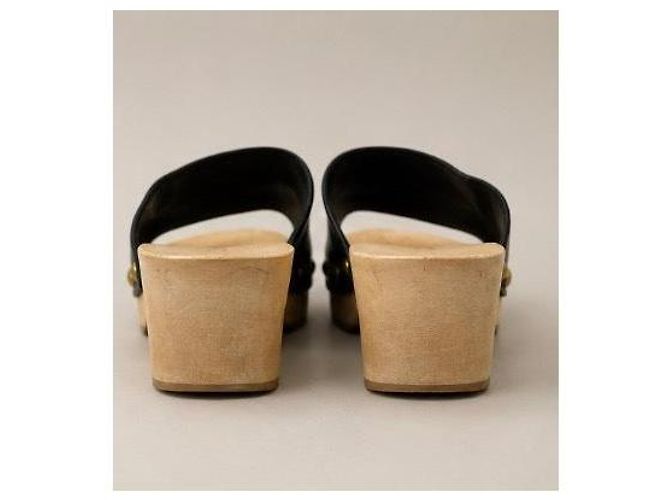 Zoccoli in legno e pelle nera Prada Nero - vista 3