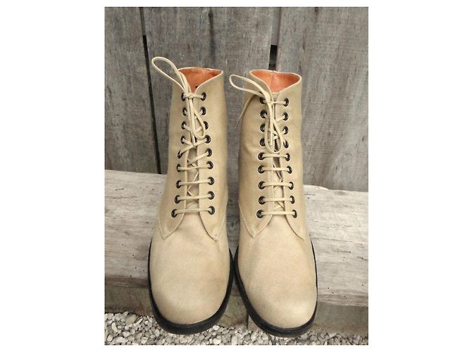 Stivaletti con lacci Robert Clergerie in tela beige - vista 3