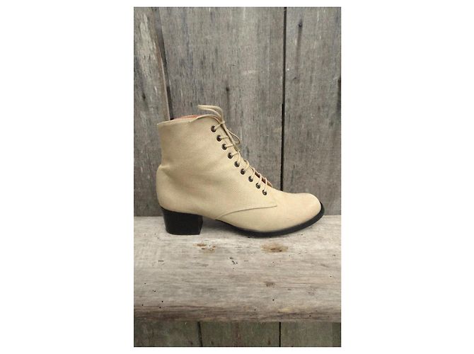 Stivaletti con lacci Robert Clergerie in tela beige - vista 8