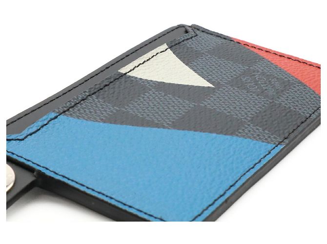 Tarjetero Damier Cobalt Louis Vuitton Blanco Roja Azul Azul marino - vista 7