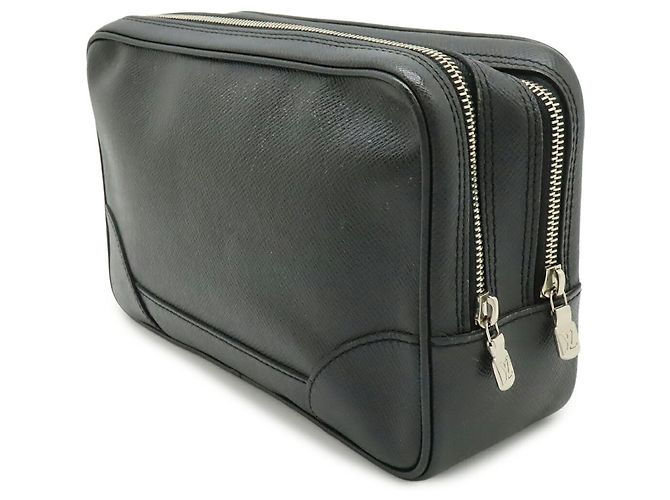 Clutch in pelle Taiga Louis Vuitton Nero Grigio - vista 3