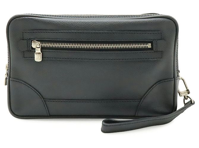 Clutch Louis Vuitton Taiga Nero Grigio - vista 2