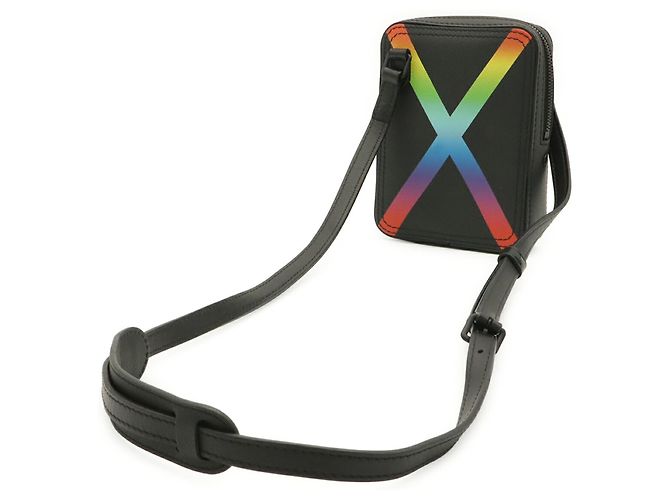 Borsa a tracolla Louis Vuitton Taiga Rainbow Danube Nero Multicolore - vista 3
