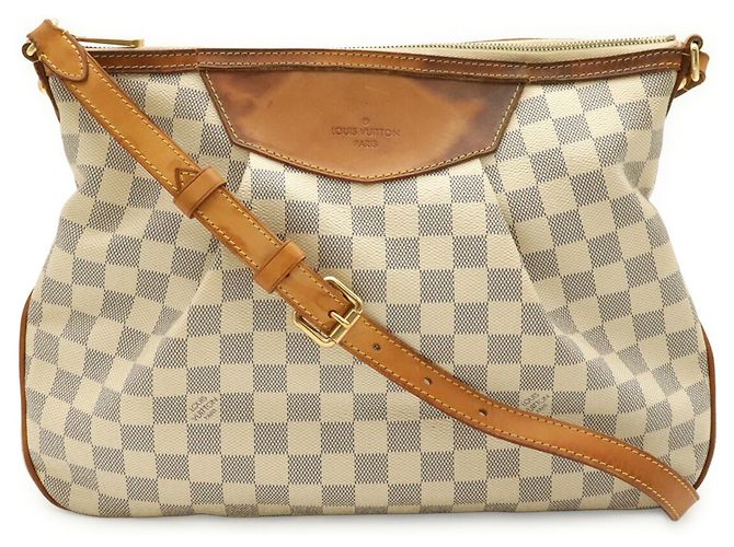 Borsa a Spalla Louis Vuitton Damier Azur Siracusa MM Crudo - vista 2