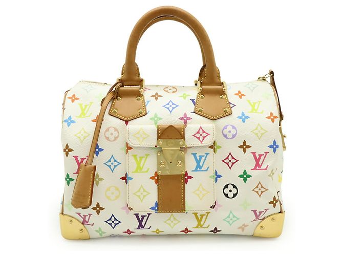 Borsa Louis Vuitton Monogram Multicolor Speedy 30 Bianco Multicolore Monogramma - vista 2