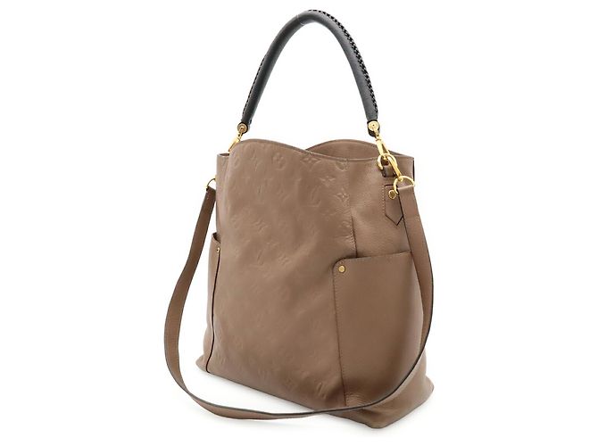 Borsa a Spalla Louis Vuitton Monogram Empreinte Bagatelle Taupe - vista 3