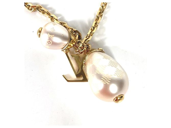 Collana con catena e perle Damier Louis Vuitton D'oro Damier ebene - vista 3