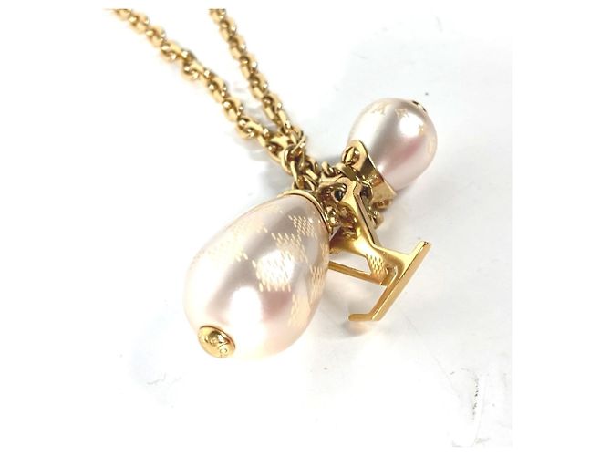 Collana con catena e perle Damier Louis Vuitton D'oro Damier ebene - vista 5
