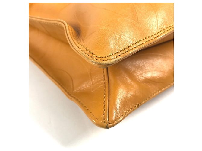 Borsa a tracolla in pelle arancione con logo Chanel CC Coco Mark - vista 7