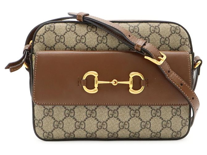 Piccola borsa a tracolla Gucci Horsebit 1955 Marrone Beige - vista 2