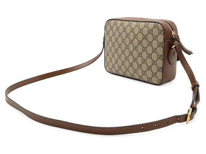Piccola borsa a tracolla Gucci Horsebit 1955 Marrone Beige - vista 3