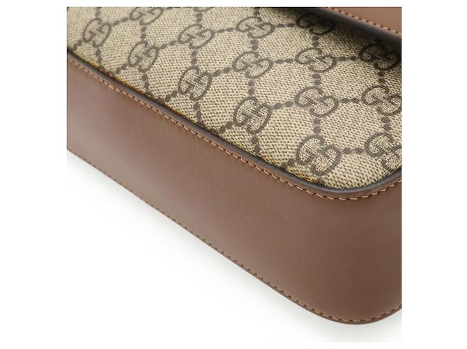 Piccola borsa a tracolla Gucci Horsebit 1955 Marrone Beige - vista 4