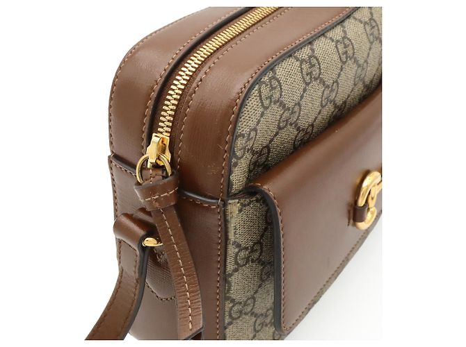 Piccola borsa a tracolla Gucci Horsebit 1955 Marrone Beige - vista 6