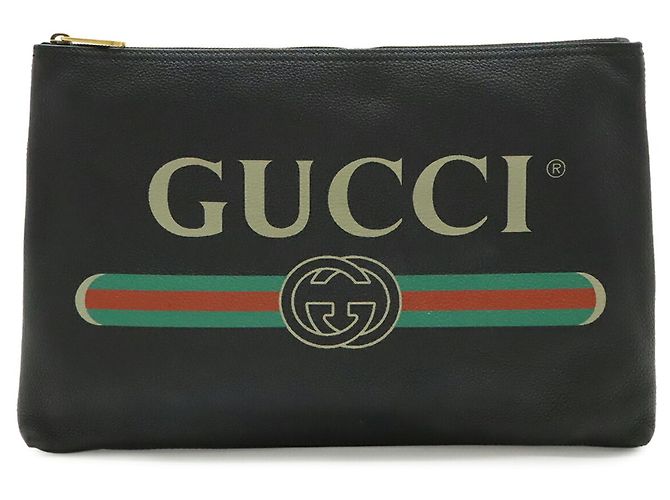 Clutch Portfolio con Stampa Gucci Nero Rosso Verde - vista 2