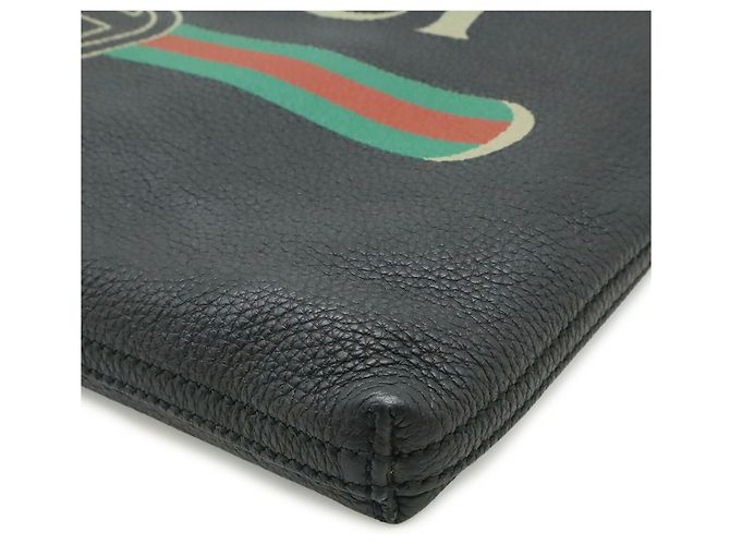 Clutch Portfolio con Stampa Gucci Nero Rosso Verde - vista 4