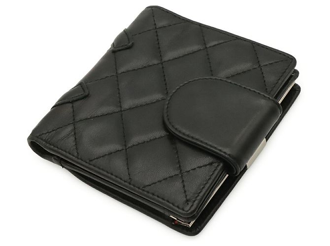 Chanel Cambon Line Bi-fold Wallet Schwarz Pink Weiß - Ansicht 3