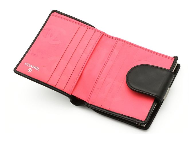 Chanel Cambon Line Bi-fold Wallet Schwarz Pink Weiß - Ansicht 5