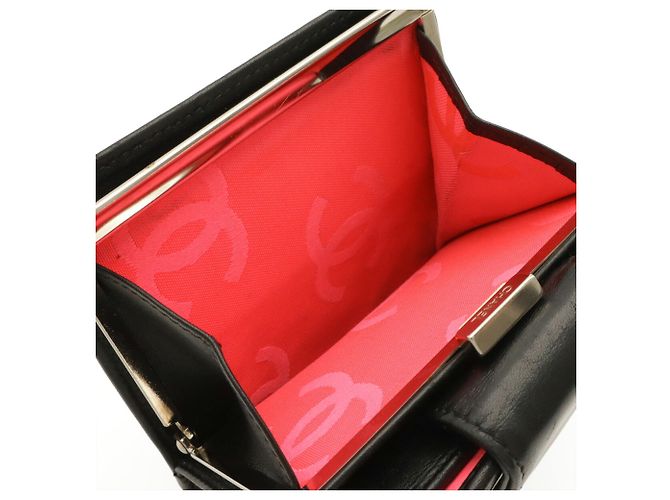 Chanel Cambon Line Bi-fold Wallet Schwarz Pink Weiß - Ansicht 9