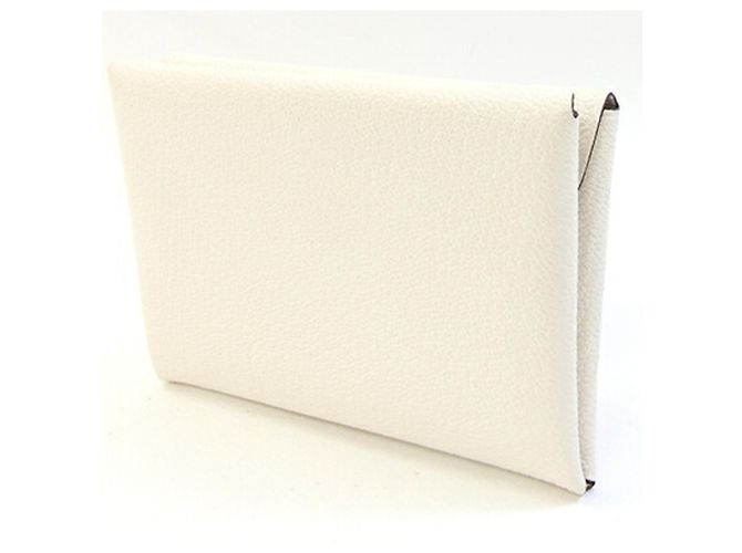 Hermès Tarjetero Hermes Calvi Duo Nata Chevre Mysore Blanco - vista 2