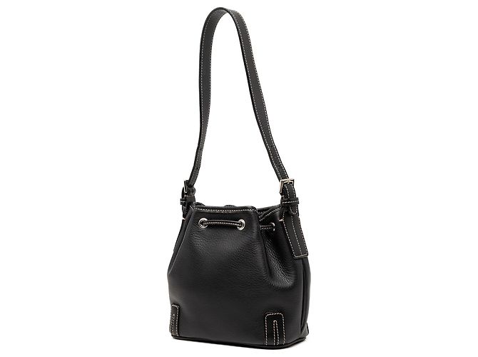 Borsa a secchiello in pelle nera con coulisse Burberry Nero - vista 2